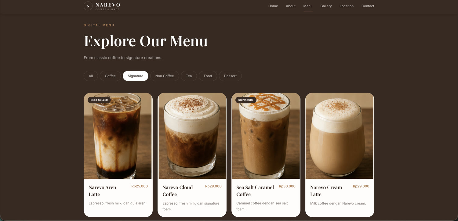 Dokumentasi NAREVO COFFEE — visual 2